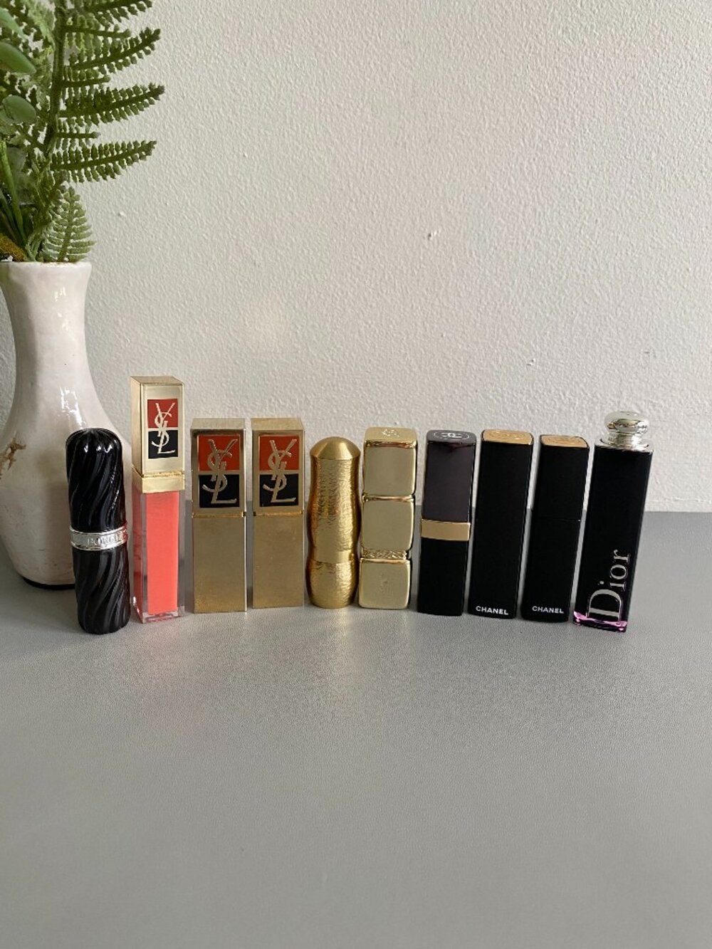 LOT OF 10 Designer Lipstick Tubes Vintage Vanity Decor Props YSL Chanel Dior